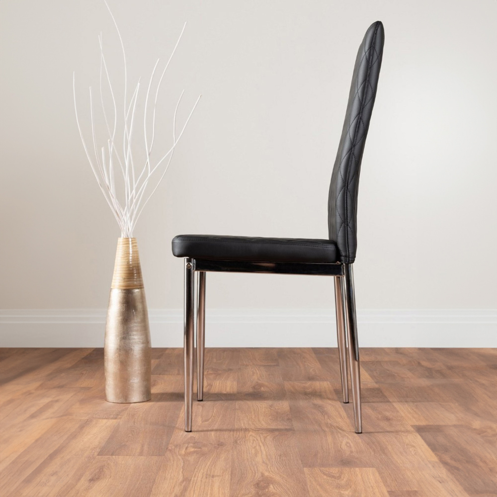 Furniturebox Lucia Valera 6 Seater Round Dining Set Grey Gloss Black and Chrome Image 4