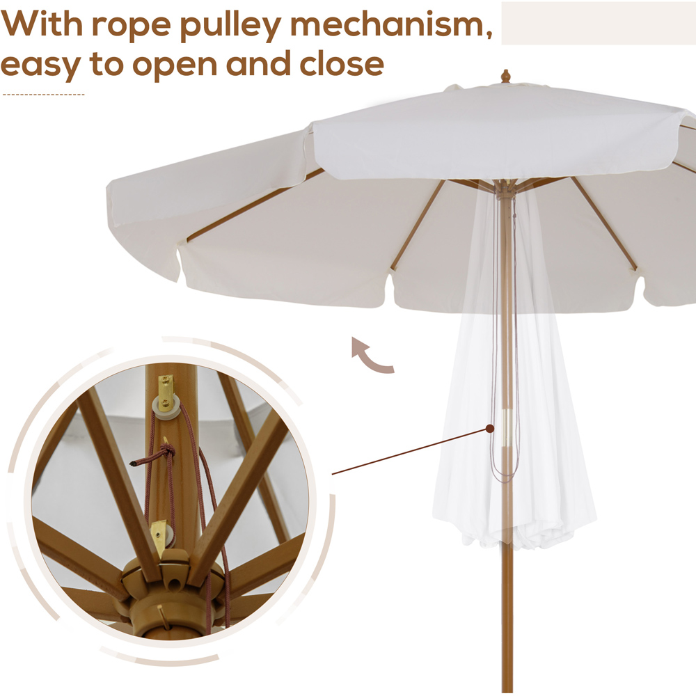 Outsunny Ruffles Cream White Patio Parasol Image 5
