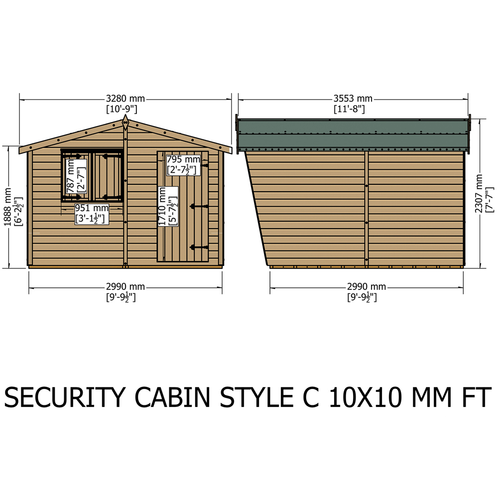 Shire 10 x 10ft Shiplap Style C Security Cabin Apex Garden Shed Image 8