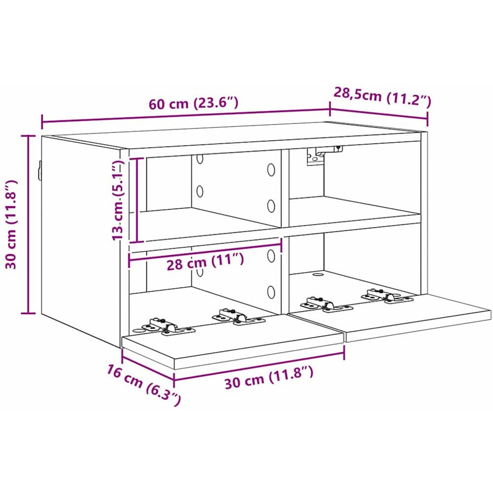 vidaXL 6 Door 4 Shelf Black Oak TV Wall Unit Set of 4 Image 9