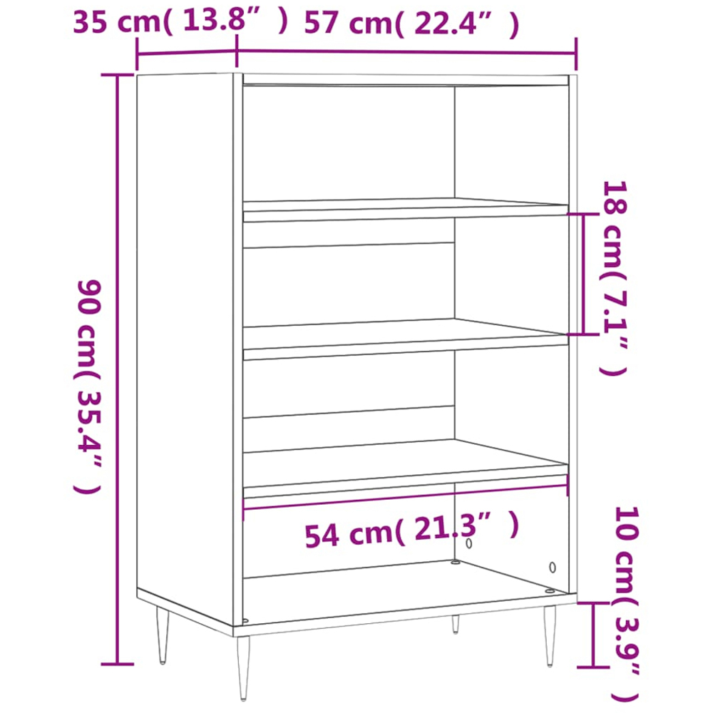 vidaXL 4 Shelf Concrete Grey Highboard Image 9