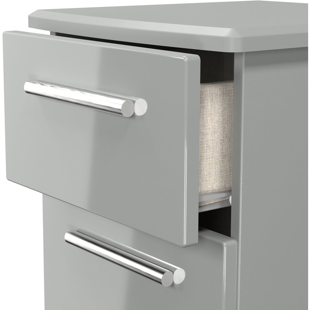 Crowndale Knightsbridge 2 Drawer Grey Gloss and Dusk Grey Compact Bedside Cabinet Ready Assembled Image 6