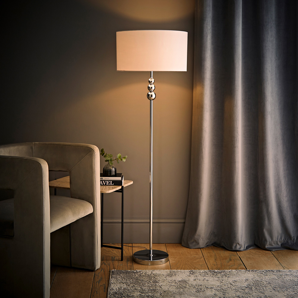 ValueLights Marissa Reni White Shade and Chrome Ball LED Floor Lamp Image 6