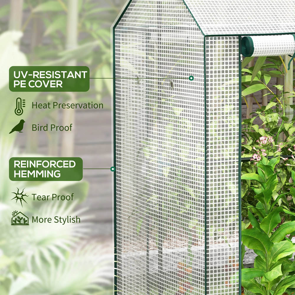 Outsunny 5 x 3.2ft Portable Walk-in Greenhouse with 2 Roll Up Door and Vent Holes Image 5