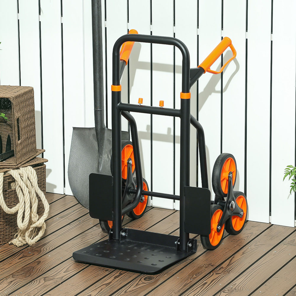DURHAND Orange2 6 Wheel Foldable Stair Climbing Trolley Image 5