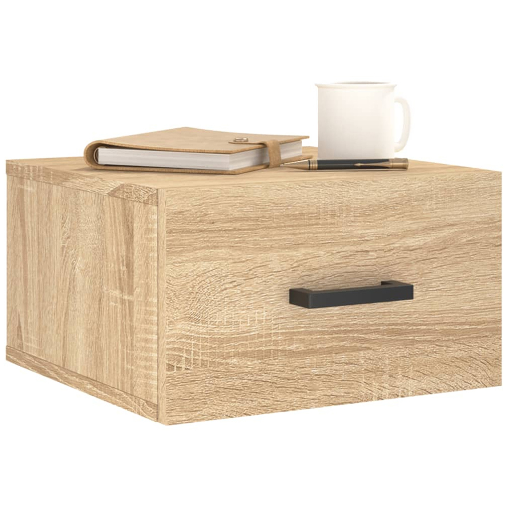 vidaXL Single Drawer Sonoma Oak Wall Mounted Bedside Cabinet Image 3
