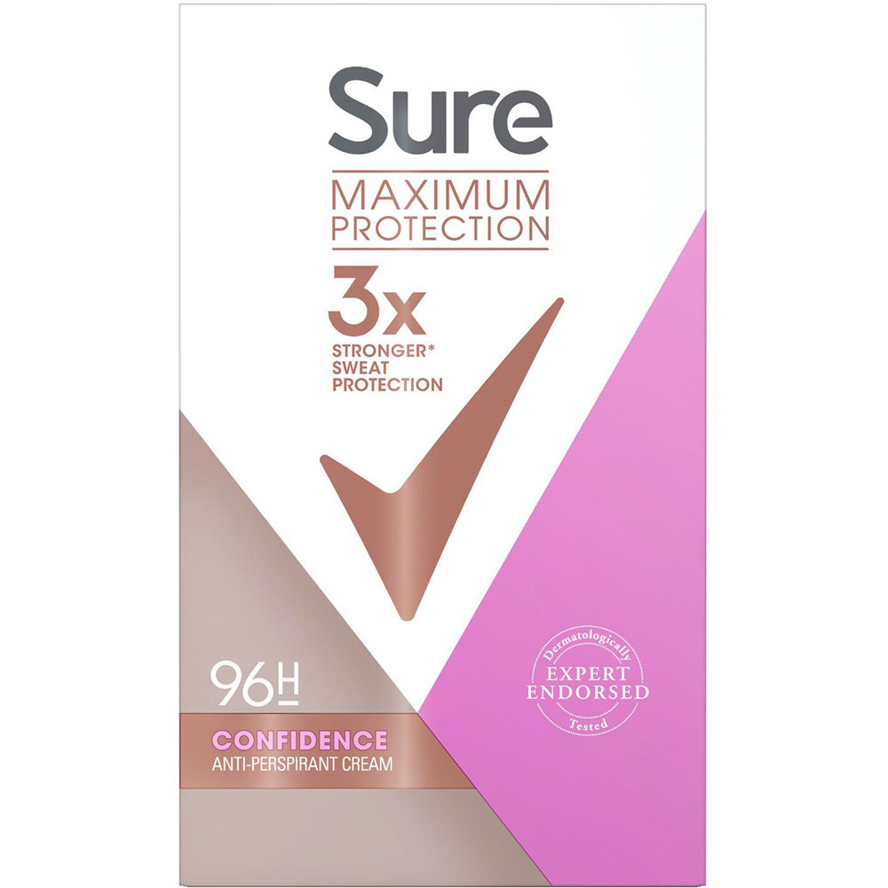Sure Women Maximum Protection Confidence Anti-Perspirant Deodorant Cream Stick 45ml 18 Pack Image 4