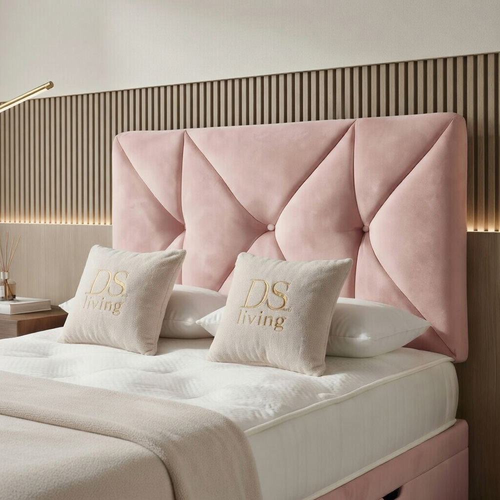 DS Living Eclipse Single Pink Plush Velvet Ottoman Bed Image 3