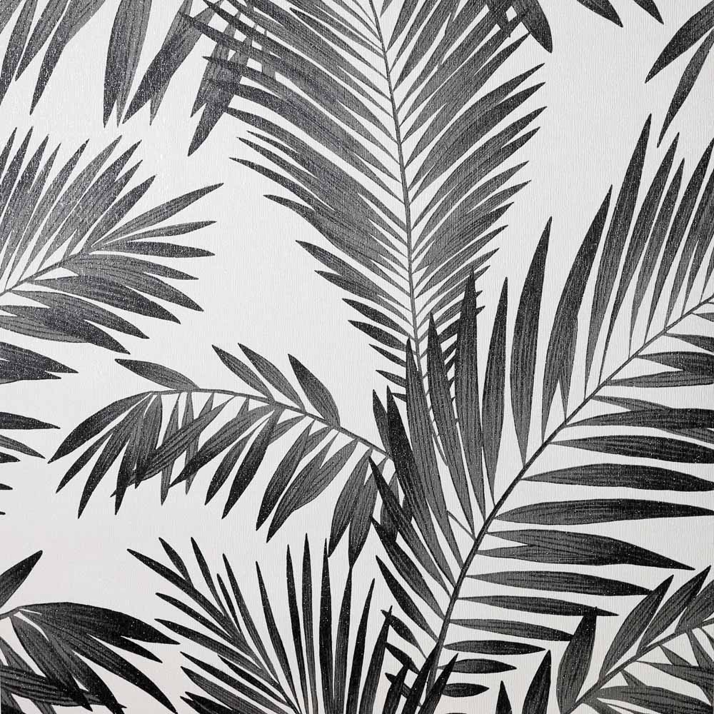 Arthouse Diamond Tropical Palm Wallpaper Mono Image 1