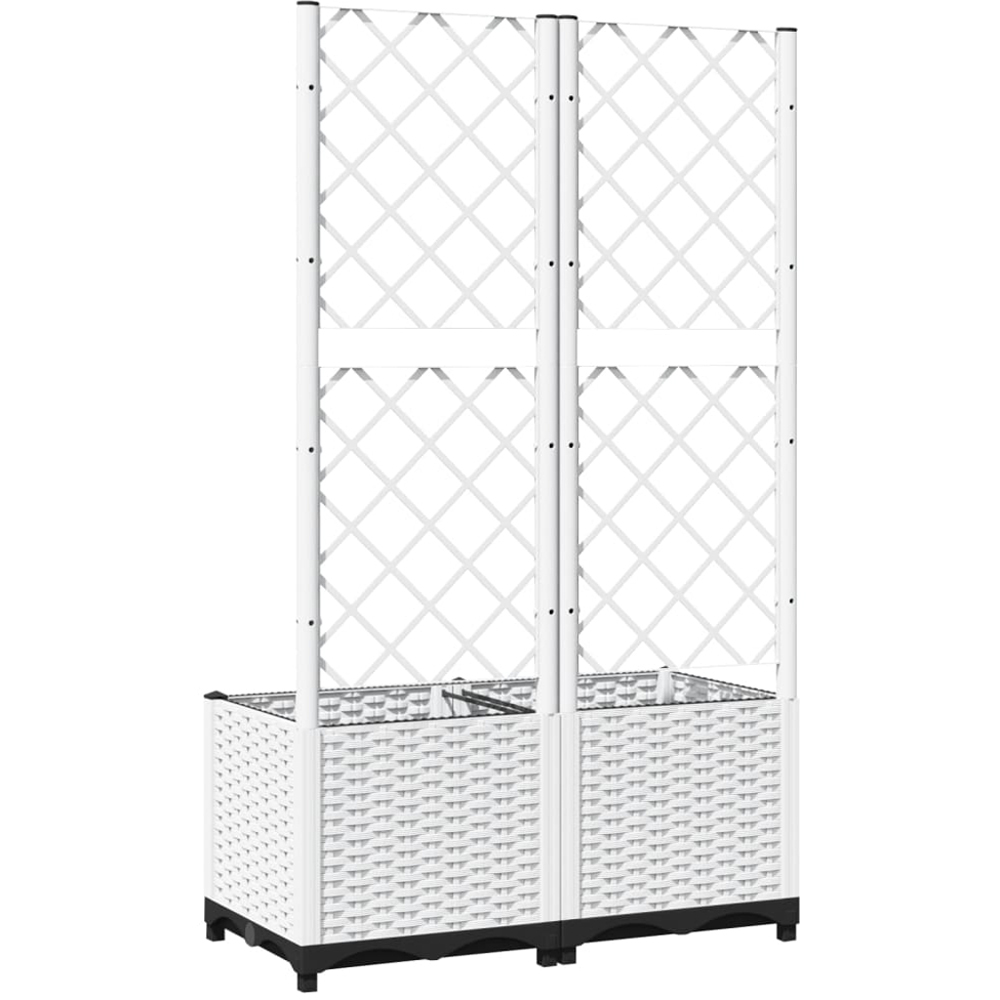 vidaXL White Polypropylene Garden Planter with Trellis 136 x 40 x 80cm Image 5