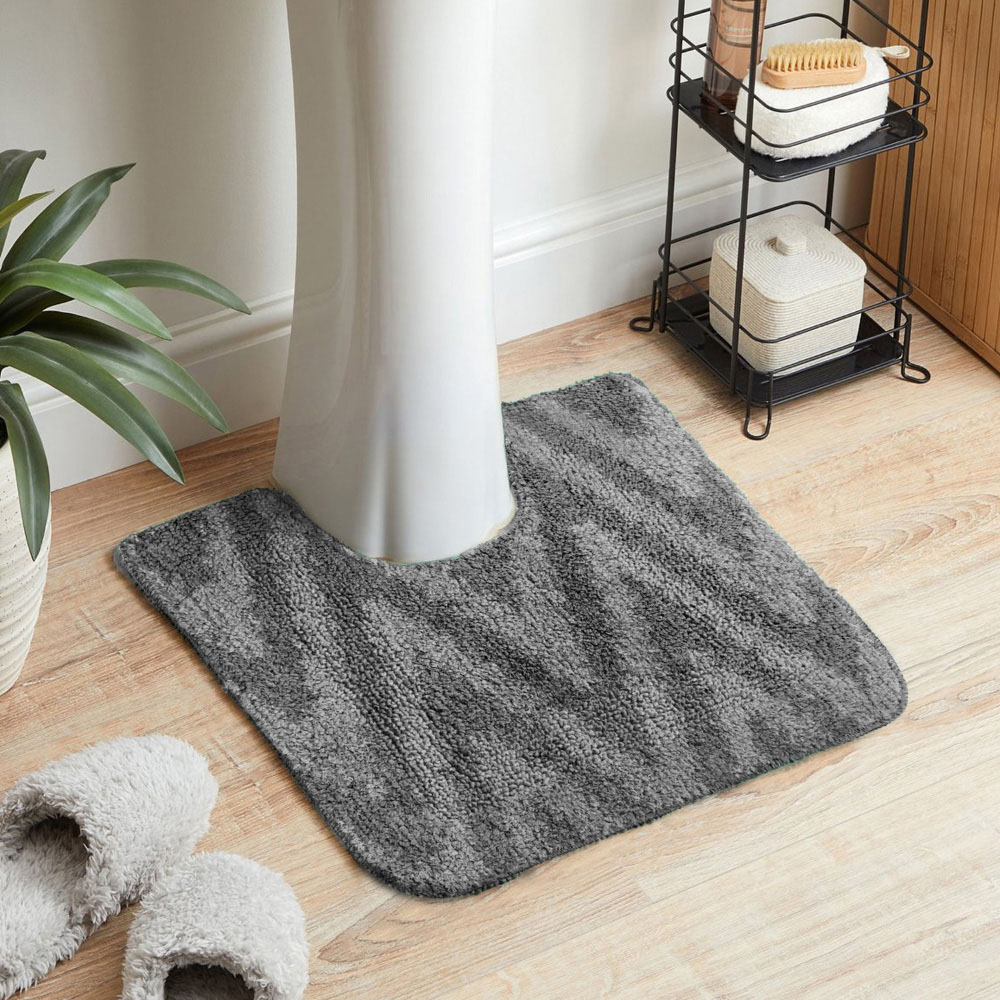Velosso Chevron Stripe Grey Bath Mat Set Image 7