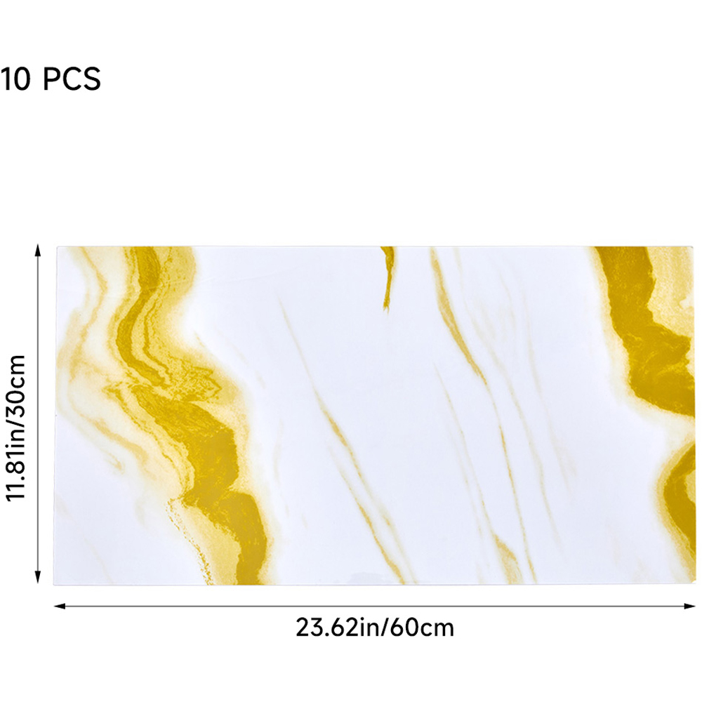 Living and Home 10 Piece Golden Quicksand Veins Marble Peel and Stick Wall Sticker Image 7