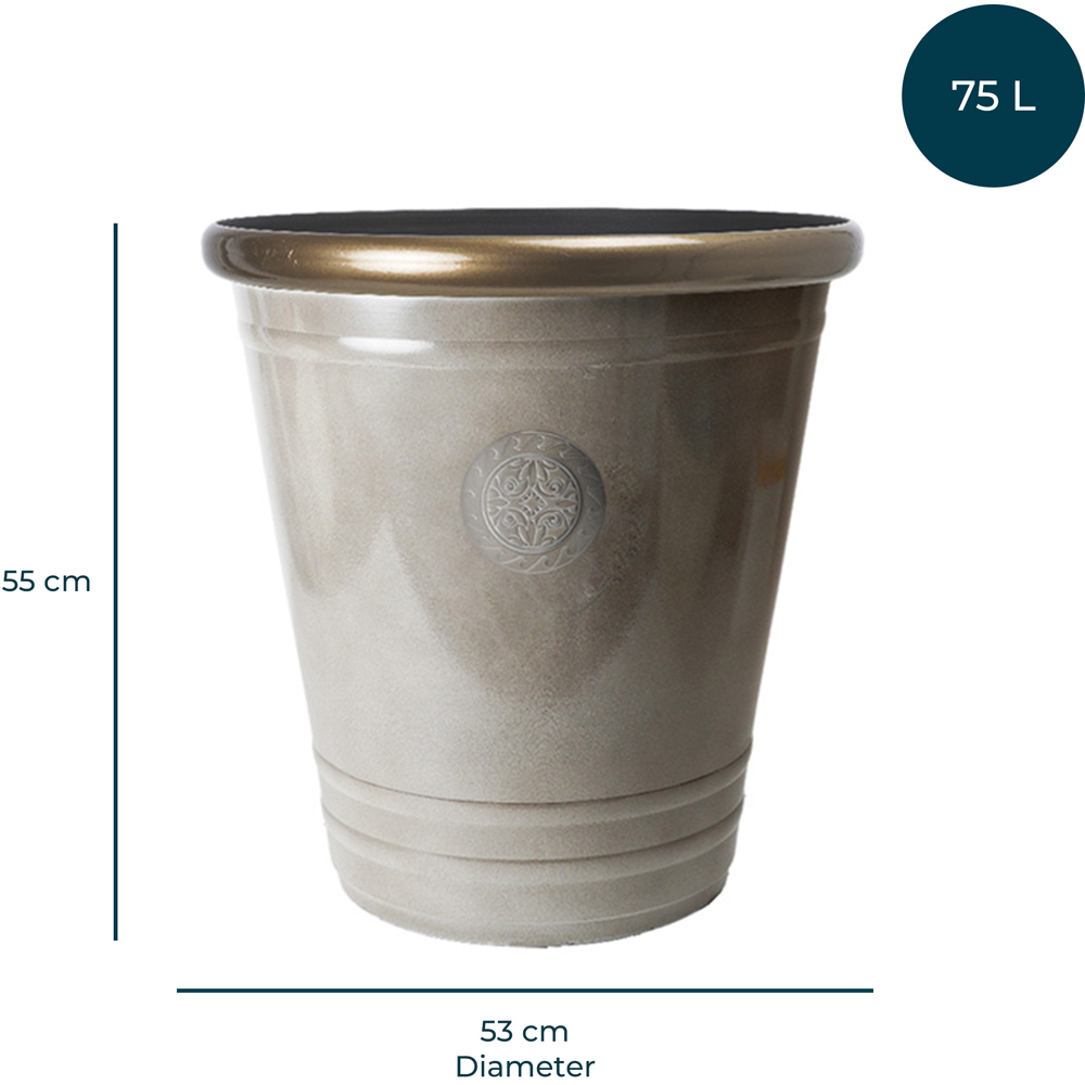 Jack Stonehouse Grey Brass Rim Recycled Plastic Outdoor Planter 75L 2 Pack Image 5