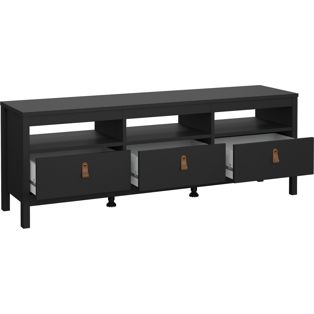 Florence Barcelona 3 Drawer 3 Shelf Matt Black TV Unit Image 4