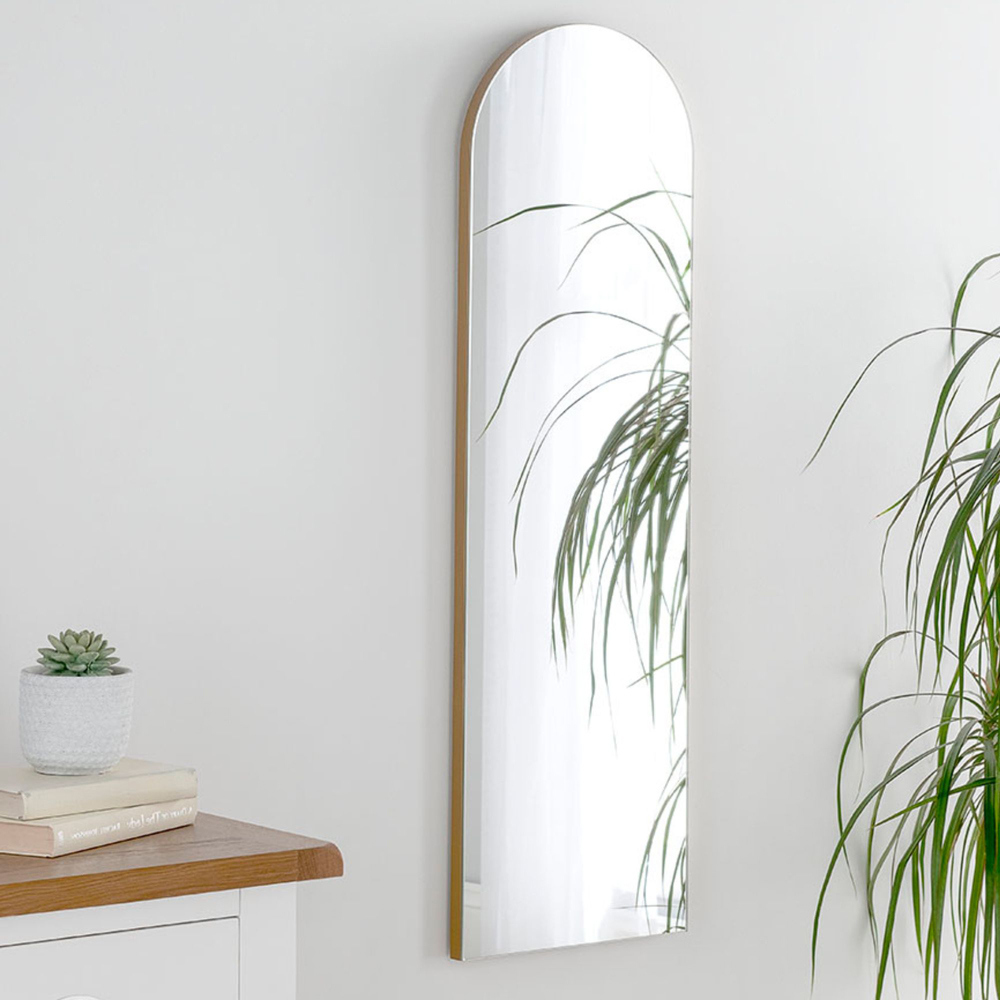 Yearn Gold Arched Narrow Mirror 100 x 30cm Image 2
