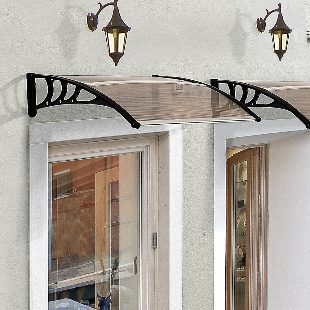 Outsunny Light Brown Outdoor Window Door Canopy Awning 1 x 0.75m Image 1