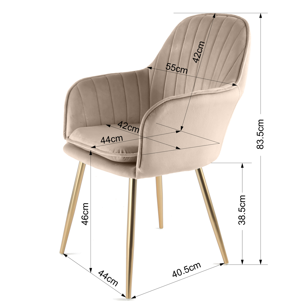 Muse Accent Chair in Velvet Upholstery - Taupe Image 6