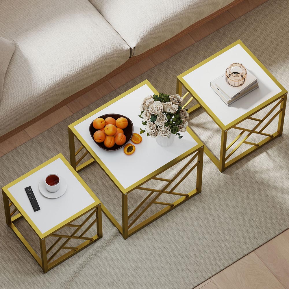 Portland White Nest of Tables Set of 3 Image 5