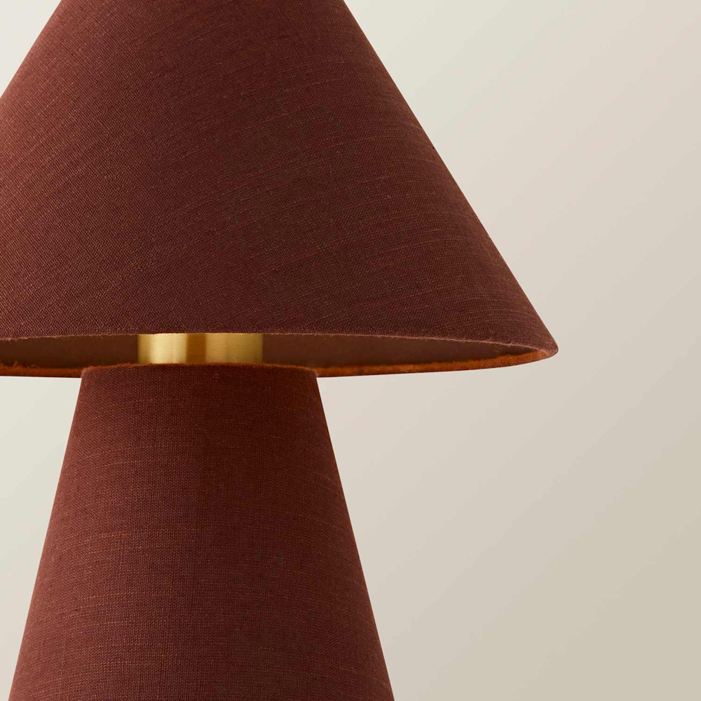 ValueLights Gigi Brown Tapered Full Fabric Conical Shade Table Lamp with Bulb Image 4