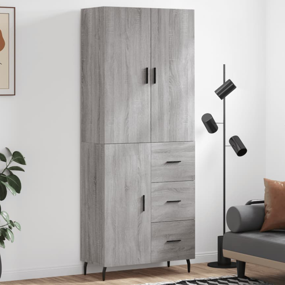 vidaXL 3 Door 3 Drawer Grey Sonoma Highboard Image 1
