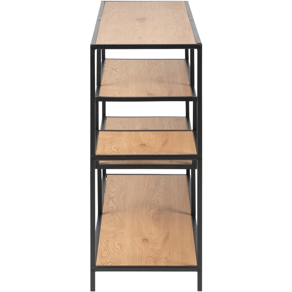 Florence Seaford 4 Shelf Oak and Black Metal Bookcase Image 4