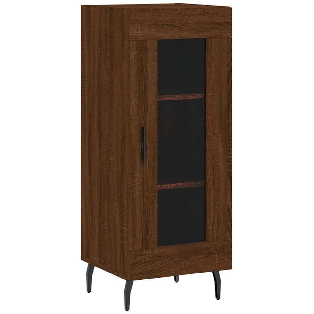 vidaXL Single Glass Door Brown Oak Sideboard Image 2