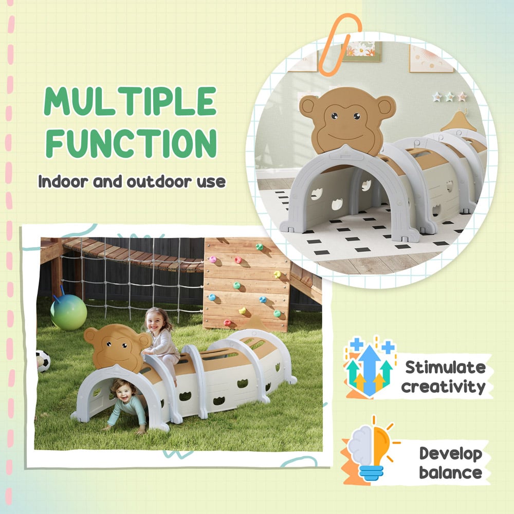 AIYAPLAY Kids Brown Monkey Play Tunnel Image 5