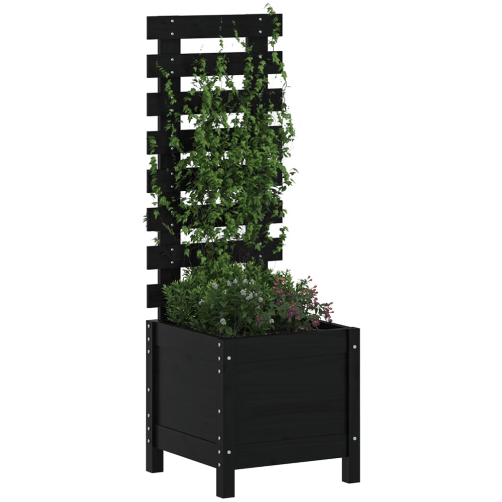 vidaXL Black Solid Pine Wood Garden Planter 39 x 39.5 x 114cm Image 2
