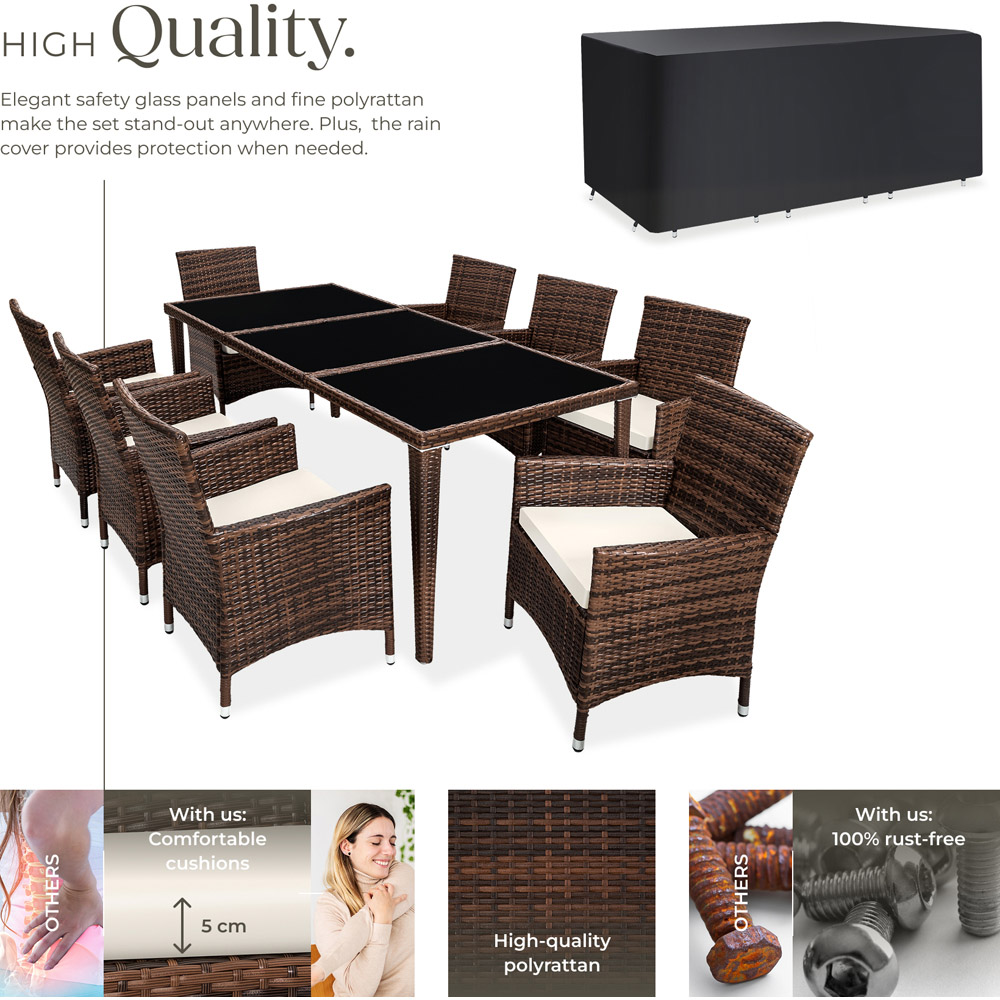 tectake Menorca 8 Seater Rattan Garden Dining Set Black and Brown Image 7