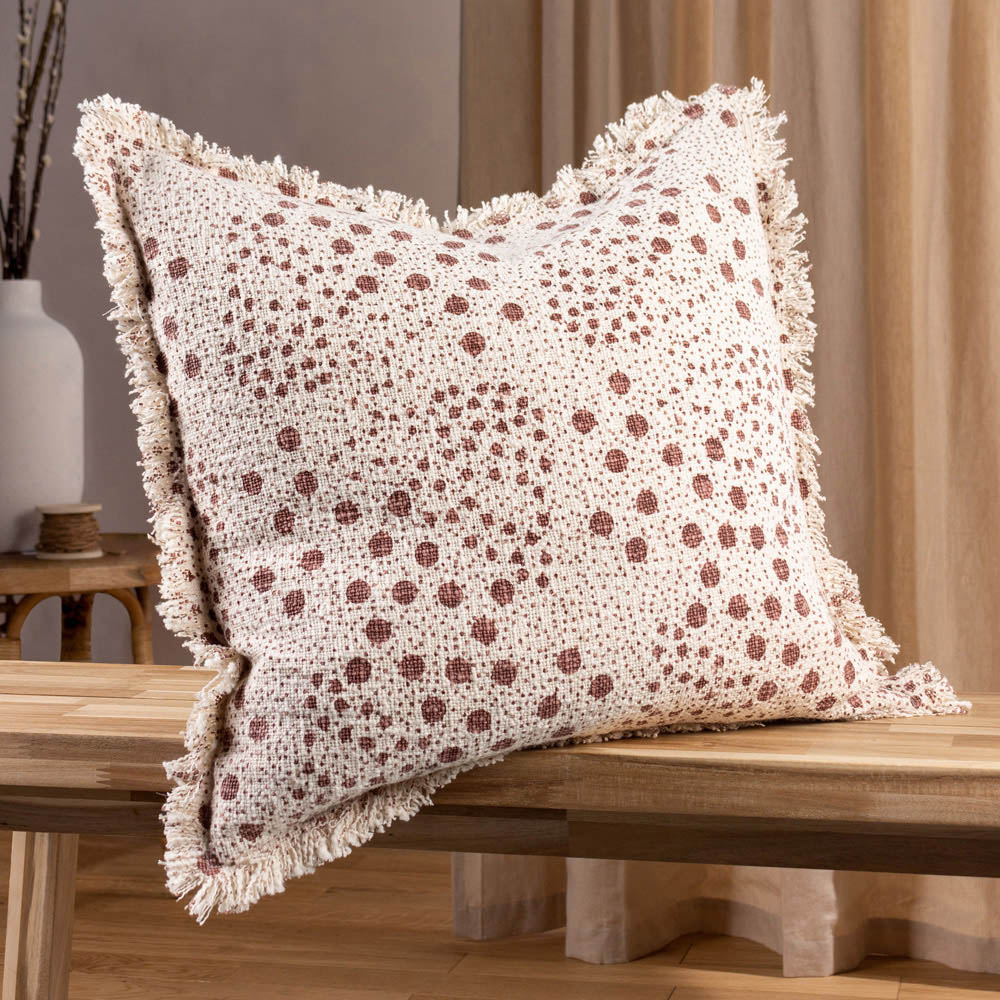 Yard Hara Pecan Woven Fringed Cushion Image 2