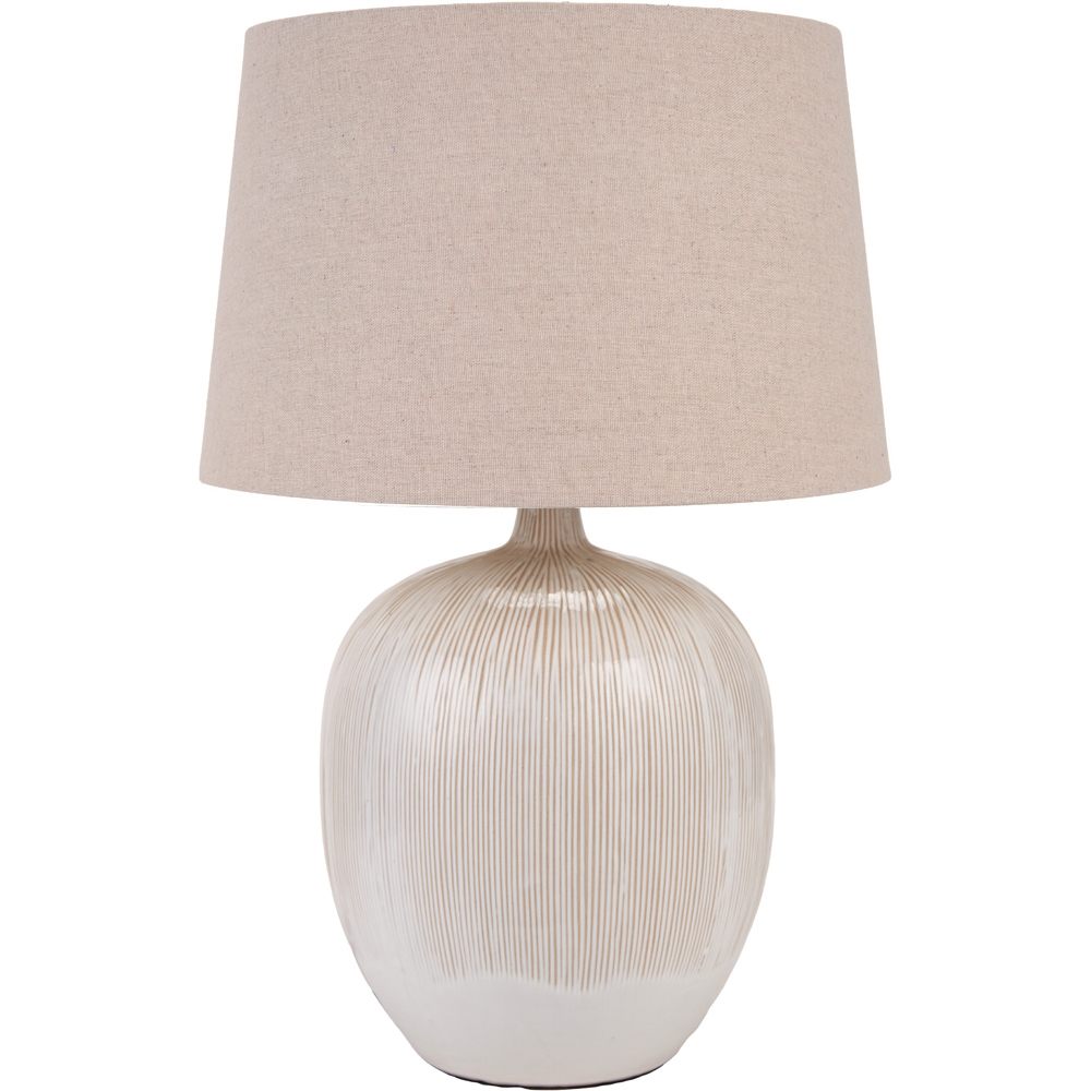 Pacific Lifestyle Greta Natural and Cream Textured Ceramic Table Lamp Image 1
