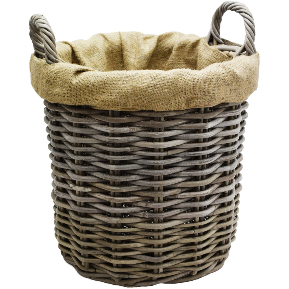 Ivyline Natural Wicker Round Lined Log Basket 50cm Image 1