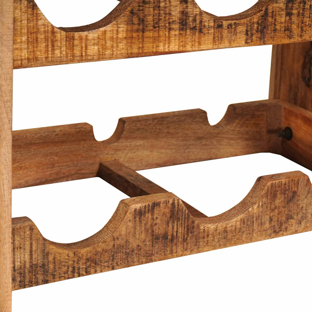 vidaXL 6 Bottle Brown Solid Rough Mango Wood Wall Mounted Wine Rack Image 8