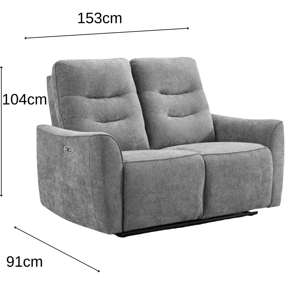 Midtown 2 Seater Stone Fabric Recliner Sofa Image 8