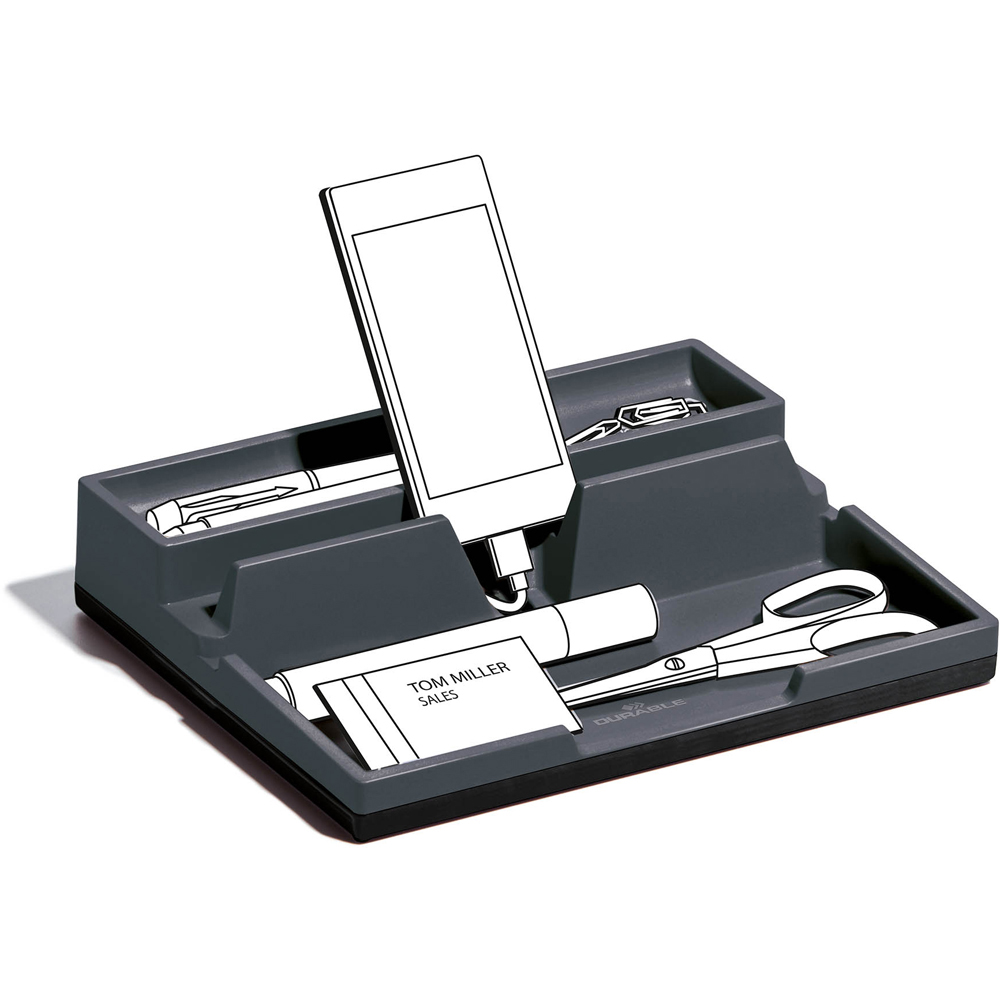 Durable Varicolor Grey Desk Stationery Storage Organiser Tray Image 3