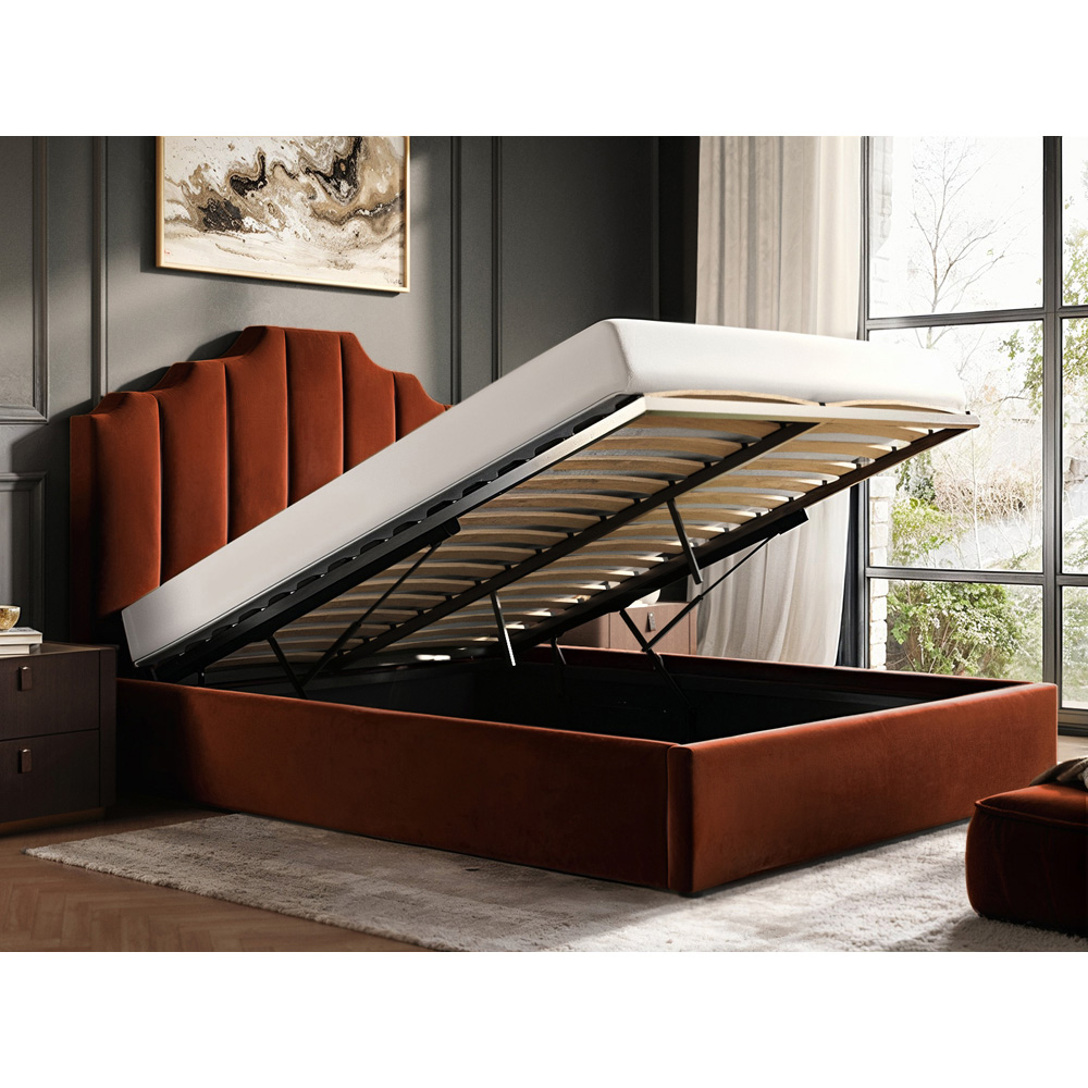 Flair Margot Double Orange Velvet Ottoman Bed Image 5