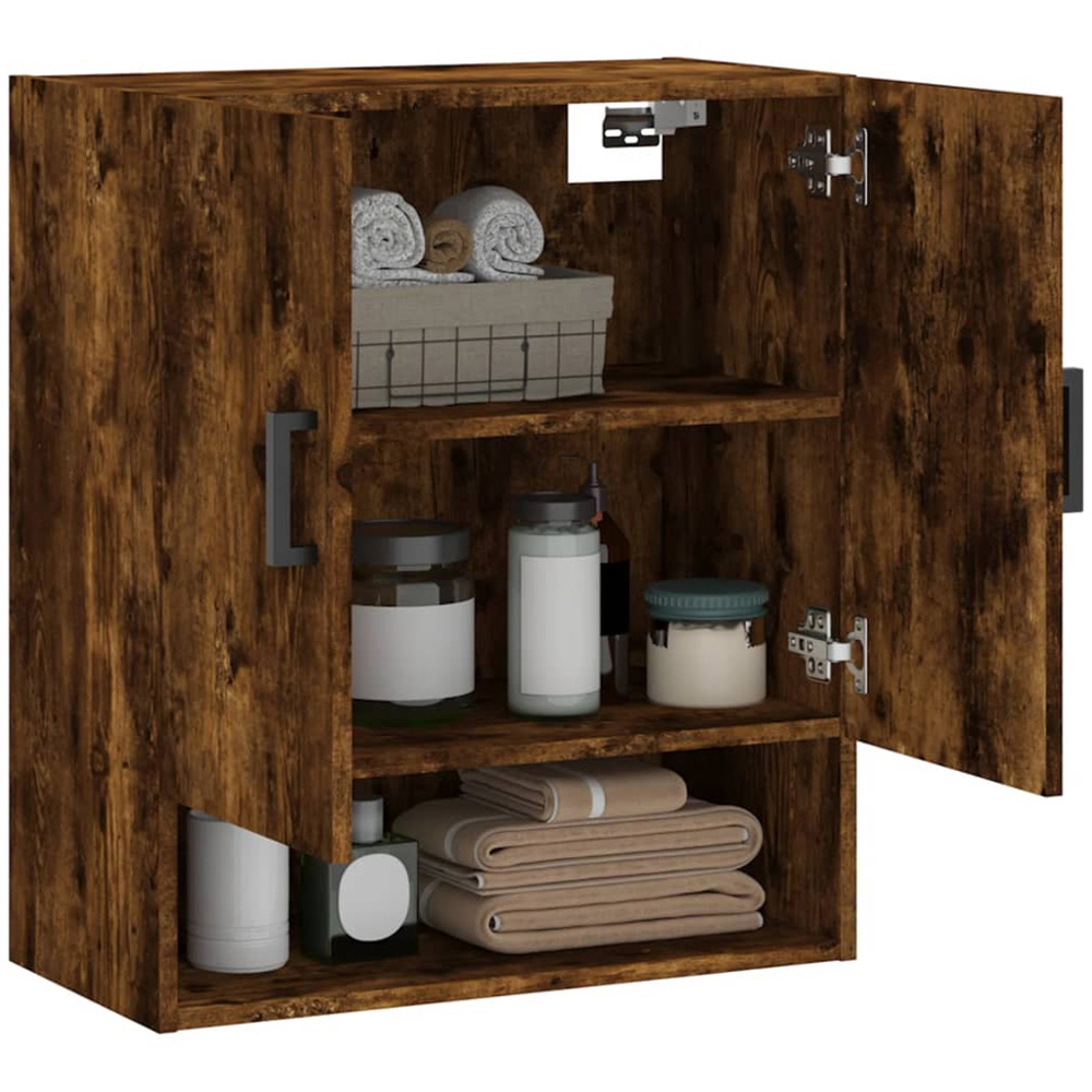 vidaXL 2 Door Single Shelf Smoked Oak Wall Cabinet Image 4