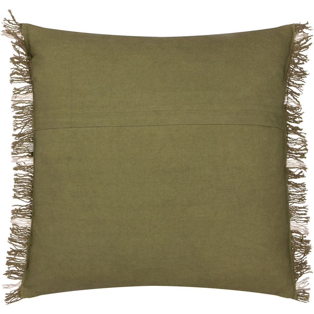 Yard Beni Moss and Natural Check Fringed Cushion Image 3