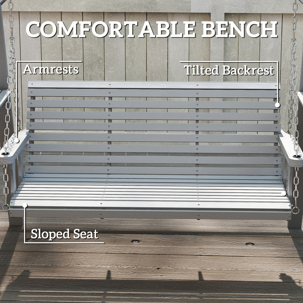 Outsunny 3 Seater Dark Grey Garden Swing Chair with Side Tables Image 6