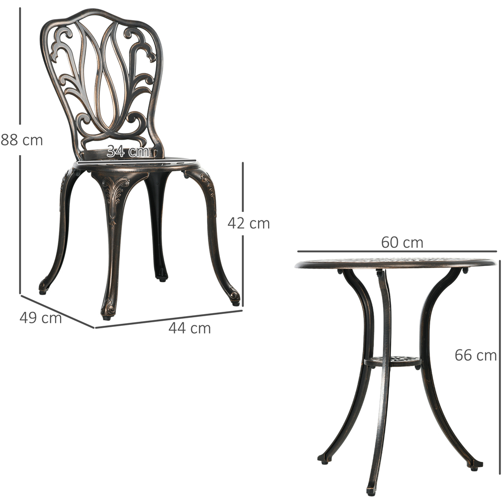 Outsunny 2 Seater Garden Bistro Set Bronze Image 7