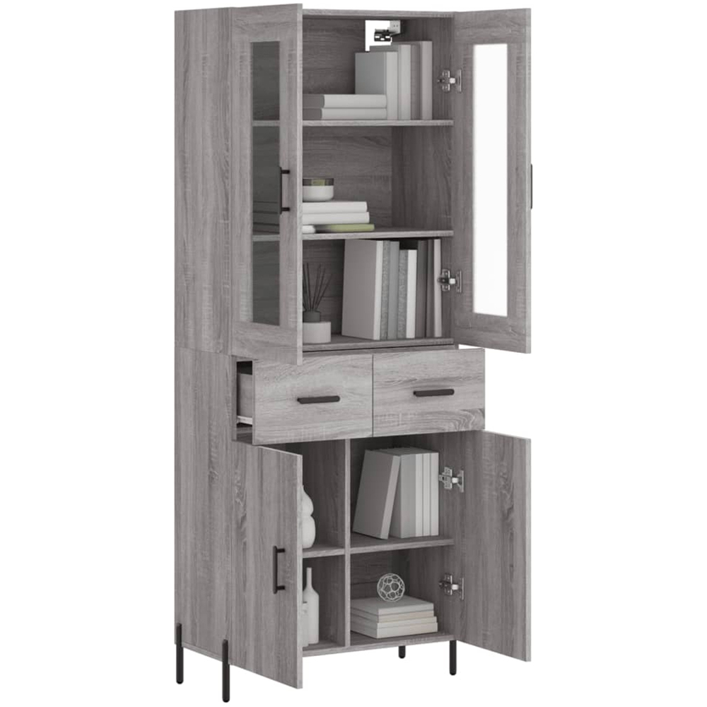 vidaXL 4 Door 2 Drawer Grey Sonoma Highboard Image 3