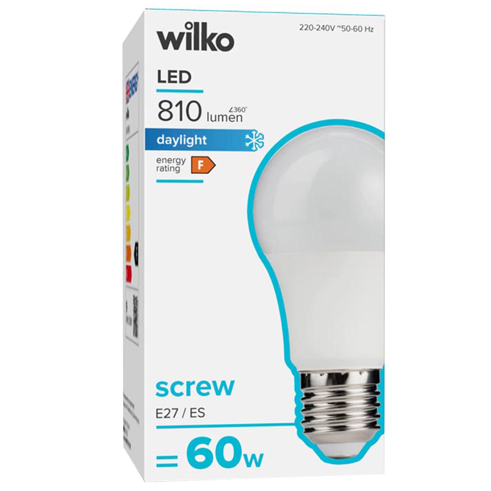 Wilko 1 Pack Screw E27/ES LED 810 Lumens Daylight Light Bulb Image 1