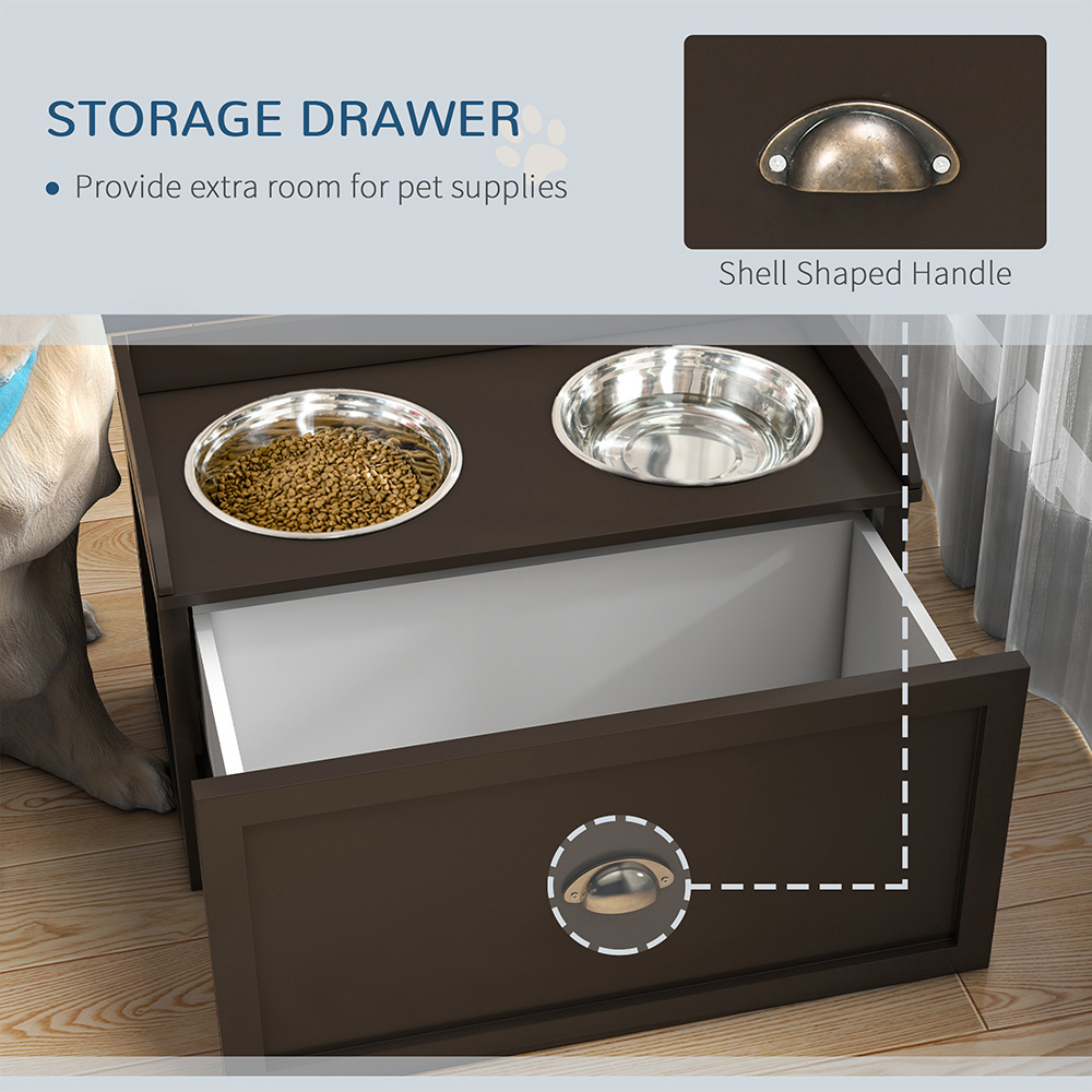 Raised dog bowl with storage sales