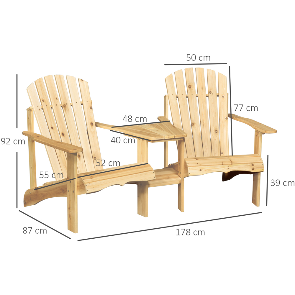 Outsunny Natural Wooden Companion Seat Image 7