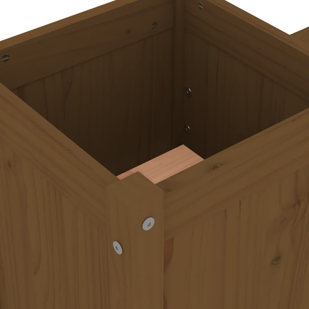 vidaXL 2-in-1 Honey Brown Solid Pine Wood Planter Box with 2 Seater Bench Image 7