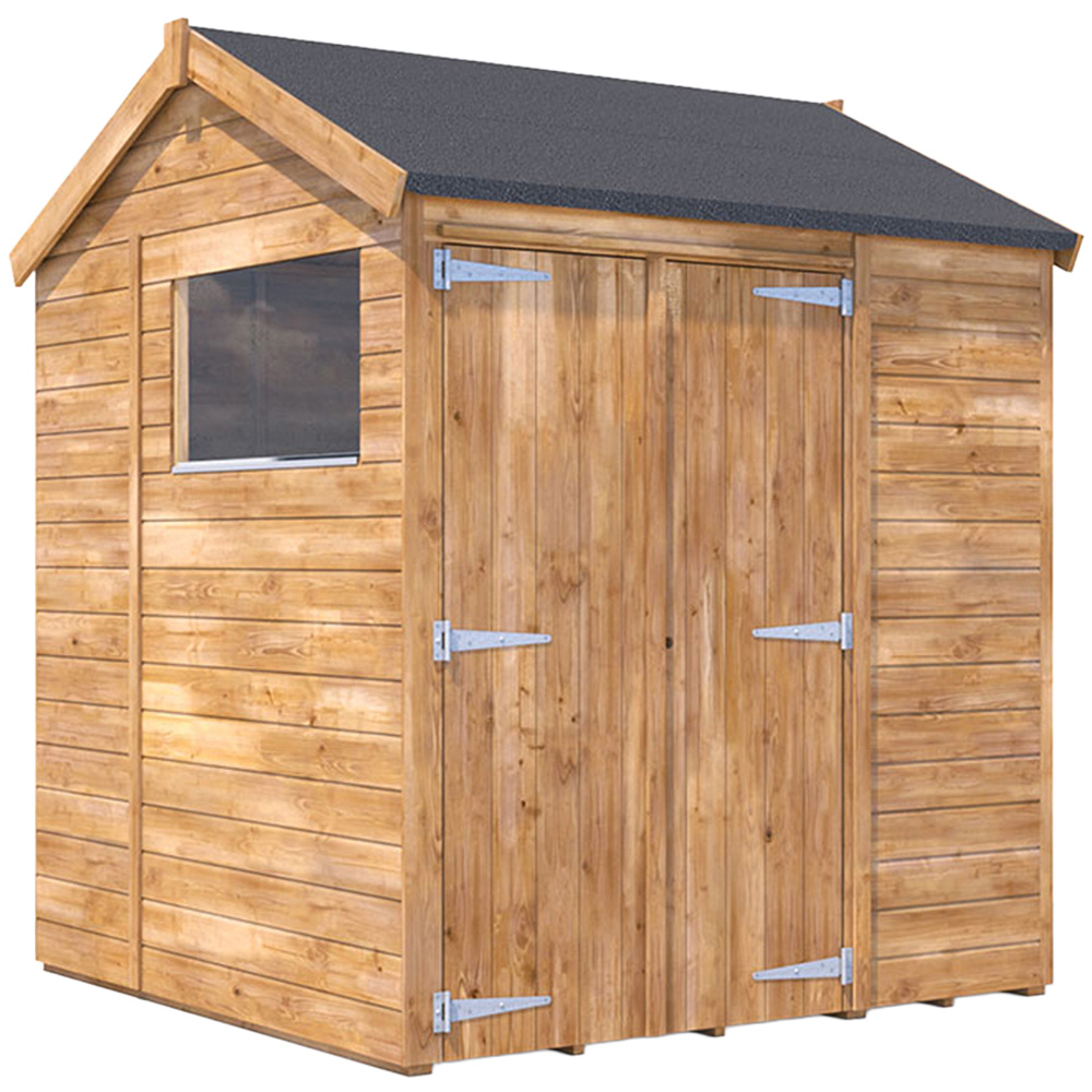 Dunster House Overlord 6 x 6ft Modular Brown Apex Garden Shed Image 1