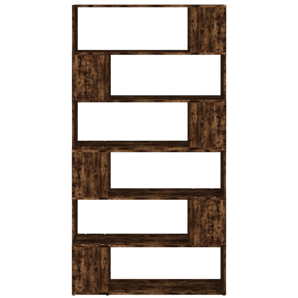 vidaXL 6 Shelf Smoked Oak Bookcase Image 3