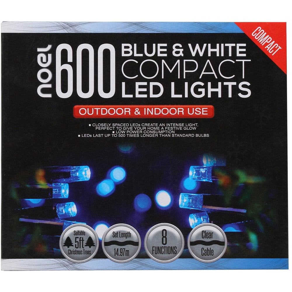 noel 600 Blue and White LED Compact String Lights Image