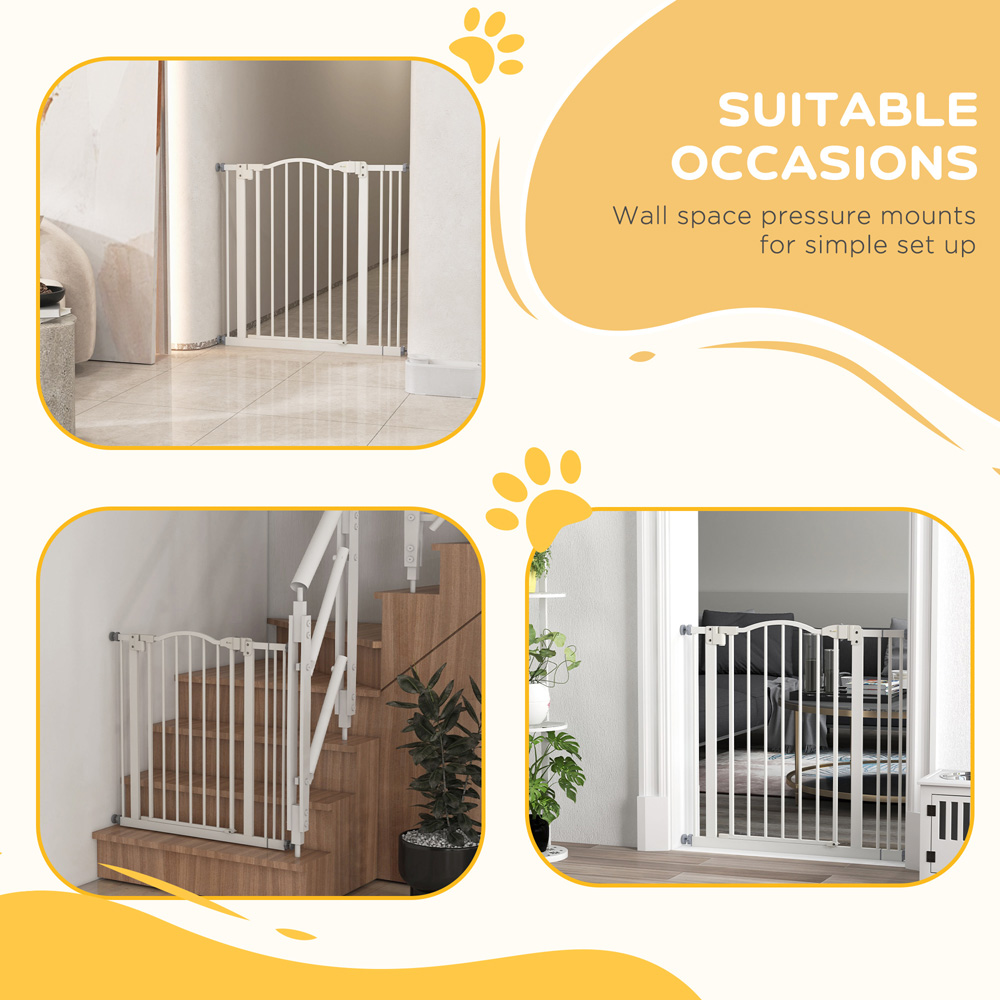 PawHut White 74-87cm Adjustable Metal Pet Safety Gate Image 7
