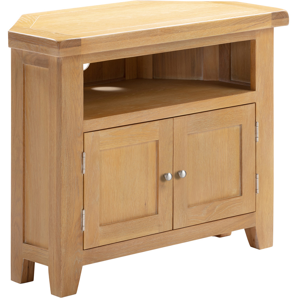 Seconique Windsor 2 Door Natural Oak Corner TV Unit Image 2